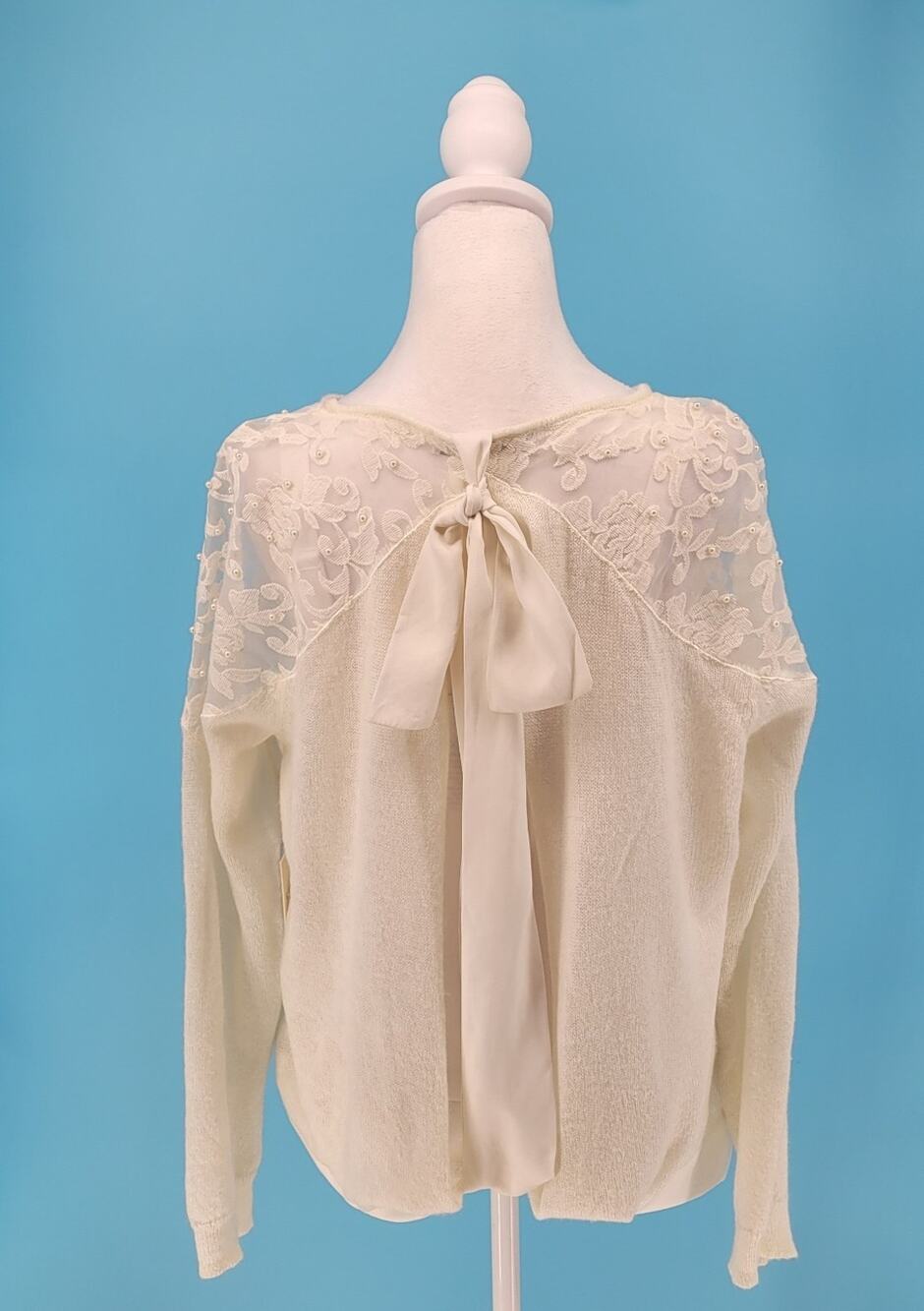 NWT LC Lauren Conrad Runway Womens Gardenia Embellished Open Back Sweater XL